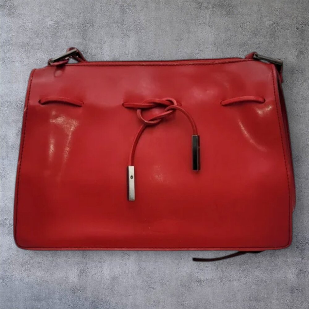 Vintage Liz Claiborne Vegan Leather Bright Red Shoulder Bag